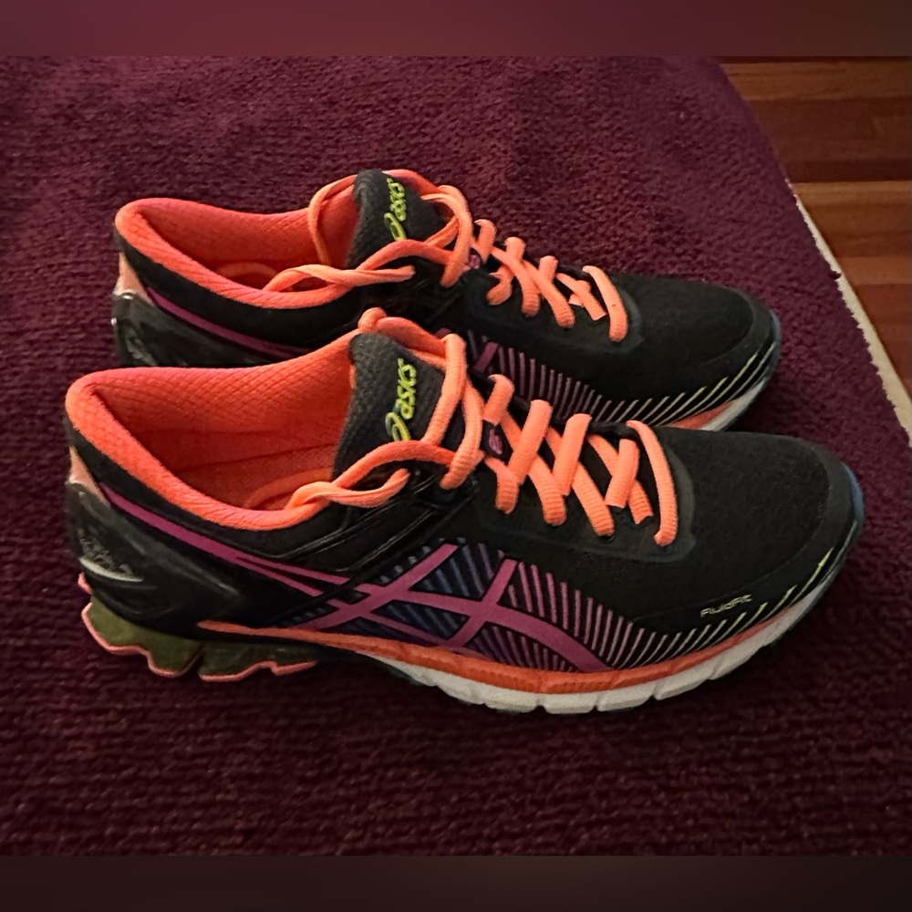 ASICS Size 8 multi-colored sneakers. Worn once.